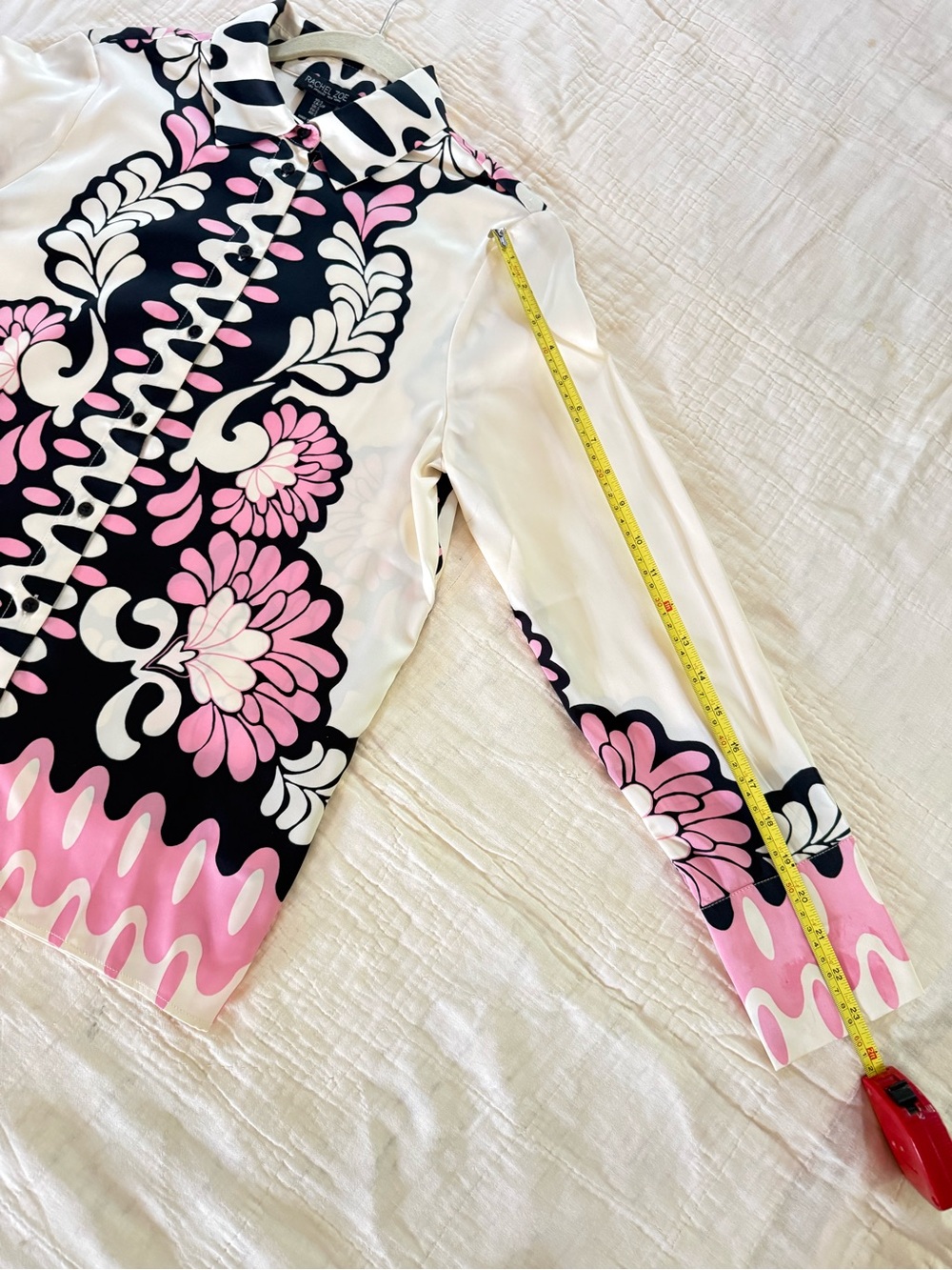 Rachel Zoe Cream, Pink & Black Floral Button-Front Shirt - Picture 5 of 5